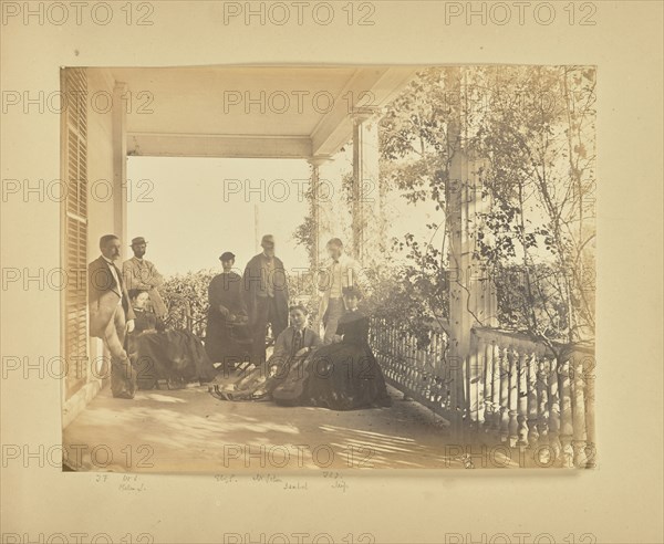 Group portrait on porch; Alfred Booth, English, 1834 - 1914, New York, New York, United States, North America; 1866 - 1867
