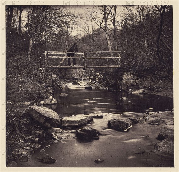 Man on bridge; Arthur Brown, British, active 1850s, Saltburn-on-the-Sea, North Yorkshire, England; 1878; Carbon print