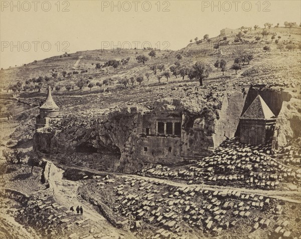 Jerusalem, The so-called Monuments of Absalom, James, and Zacharias, in the Valley of Jehoshaphat, With the Modern Gravestones