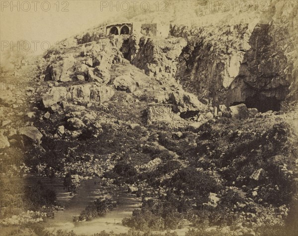 Banias - The Upper Source of the Jordan River, and The Chapel of St. George; Francis Bedford, English, 1815,1816 - 1894, London