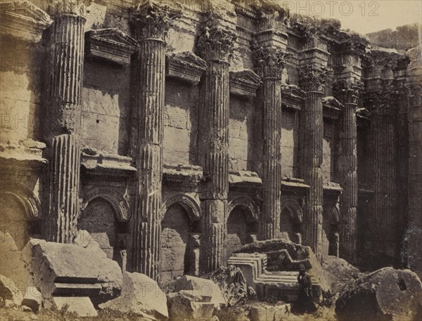 Baalbek, The North Wall of the Interior of the Temple of Jupiter, Showing the Fluted Columns; Francis Bedford, English, 1815