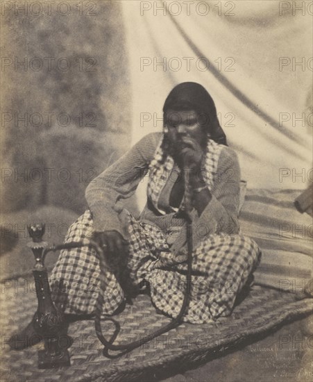 Malbroore Femme du Harem. Fumant le Nargilhe; Ernest Benecke, German, born England, 1817 - 1894, Louis Désiré Blanquart-Evrard