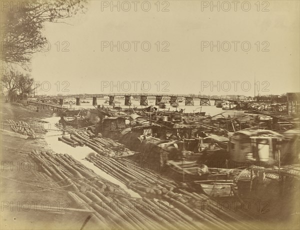 Bridge, Shanghai, opposite Astor House; Unknown maker; Shanghai, China; about 1870; Albumen silver print