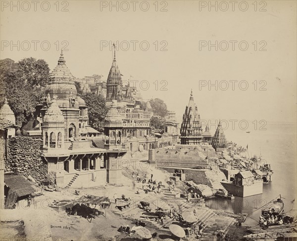 The Burning Ghât, Benares; Samuel Bourne, English, 1834 - 1912, Varanasi, India; 1866; Albumen silver print