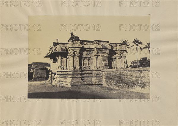 Madura. Basement of Gopurum of a Small Pagoda Near to Permaul Pagoda; Capt. Linnaeus Tripe, English, 1822 - 1902, Madura, India