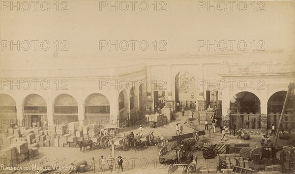 Plazuela del Muelle, Veracruz; Veracruz, Mexico; 1860s - 1880s; Albumen silver print