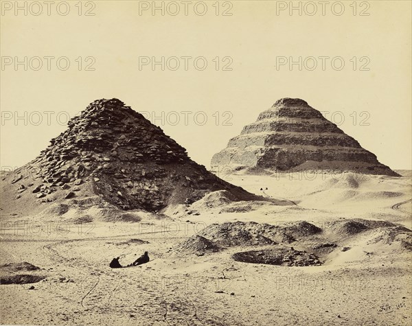 The Pyramids of Sakkarah. From the North East; Francis Frith, English, 1822 - 1898, Sakkarah, Egypt; 1857 - 1858; Albumen