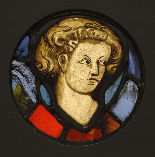 Head of a Young Man; French or Belgian; Cambrai - Tournai, ?, France or Belgium; about 1320 - 1330; Pot-metal and colorless