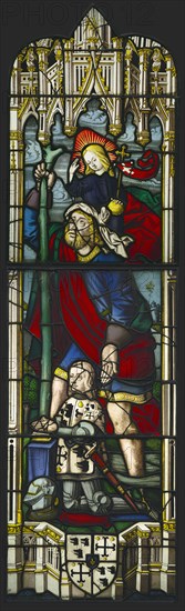 Saint Christopher and a Donor; French; Lorraine,Burgundy, France; about 1500 - 1510; Pot-metal, flashed, and colorless glass