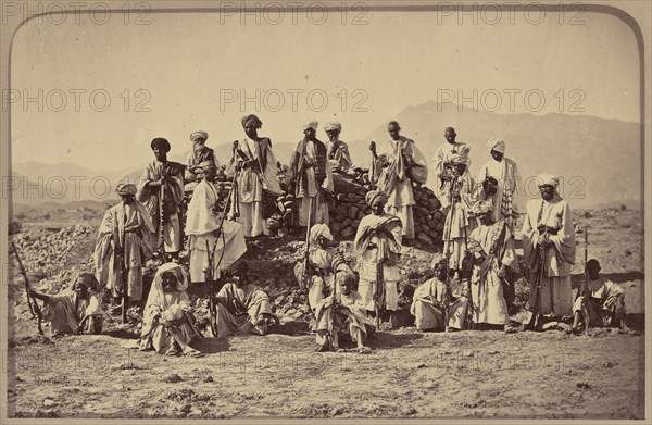 Group portrait of soldiers; John Burke, British, active 1860s - 1870s, Afghanistan; 1878 - 1879; Albumen silver print