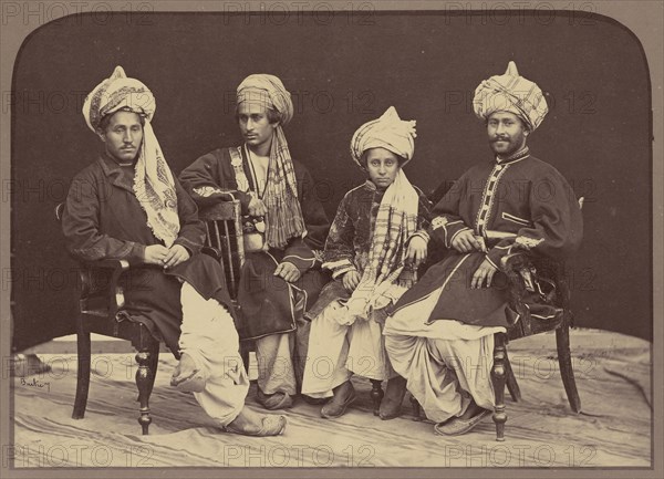 Portrait of men and boy; John Burke, British, active 1860s - 1870s, Afghanistan; 1878 - 1879; Albumen silver print