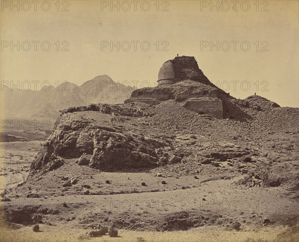 Stone ruins on hill; John Burke, British, active 1860s - 1870s, Afghanistan; 1878 - 1879; Albumen silver print