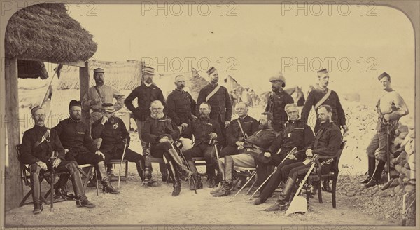 Group portrait of soldiers; John Burke, British, active 1860s - 1870s, Afghanistan; 1878 - 1879; Albumen silver print