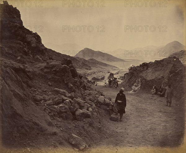 Men on mountain path; John Burke, British, active 1860s - 1870s, Afghanistan; 1878 - 1879; Albumen silver print