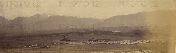Panoramic landscape with camp; John Burke, British, active 1860s - 1870s, Afghanistan; 1878 - 1879; Albumen silver print