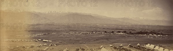Panoramic landscape with camps; John Burke, British, active 1860s - 1870s, Afghanistan; 1878 - 1879; Albumen silver print