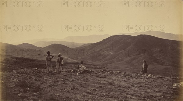 Men resting on hillside; John Burke, British, active 1860s - 1870s, Afghanistan; 1878 - 1879; Albumen silver print