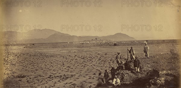 Men on hill overlooking desert; John Burke, British, active 1860s - 1870s, Afghanistan; 1878 - 1879; Albumen silver print