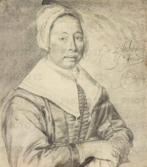 Portrait of a Woman; Cornelis Visscher, Dutch, about 1629 - 1658, 1658; Black chalk on vellum; 20.3 x 17.8 cm, 8 x 7 in
