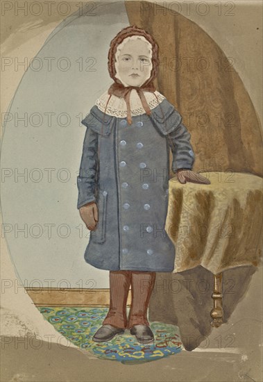 Portrait of child in winter coat; American; about 1850 - 1860; Hand-colored salted paper print; 19.8 × 14.4 cm