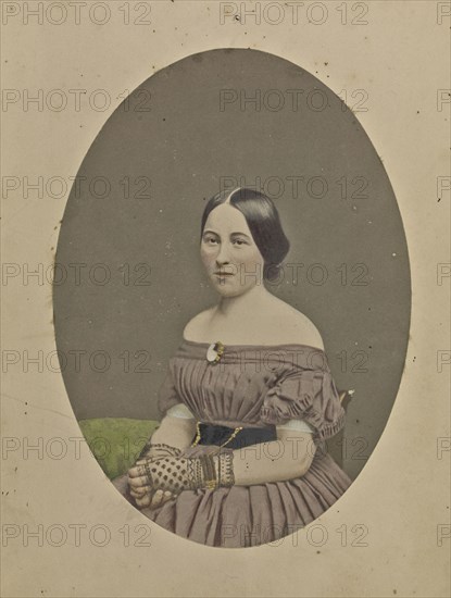 Portrait of a young woman; Attributed to M.A. Root, American, 1808 - 1888, about 1850 - 1860; Hand-colored salted paper print