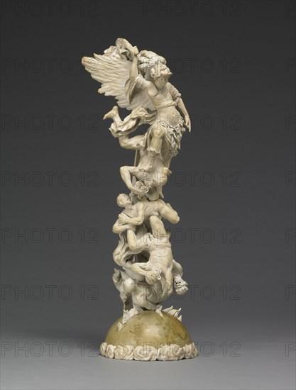 The Fall of the Rebel Angels; Southern German or Austrian; 1715 - 1725; Fine-grained, calcareous limestone; 55 × 16.5 × 14.9 cm