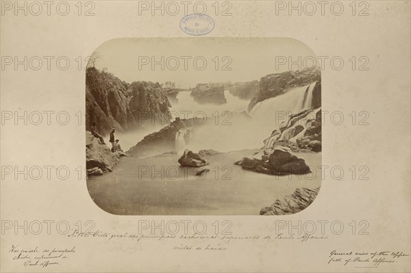 Vista geral das principaes cachoeiras superiores de Paulo Affonso vistas de baixo; Marc Ferrez, Brazilian, 1843 - 1923, Paulo