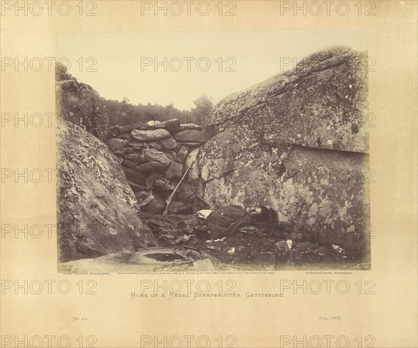 Home of a Rebel Sharpshooter, Gettysburg; Alexander Gardner, American, born Scotland, 1821 - 1882, Washington, USA, america