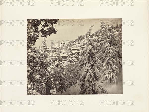 Simla in Winter; The Church, etc., from near the Club; Samuel Bourne, English, 1834 - 1912, Simla, India; 1868; Albumen silver