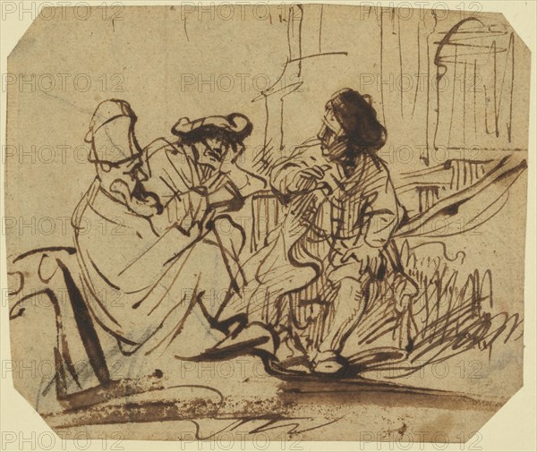 Joseph in Prison Interpreting Dreams; Govaert Flinck, Dutch, 1615 - 1660, Netherlands; about 1639; Pen and brown ink, traces