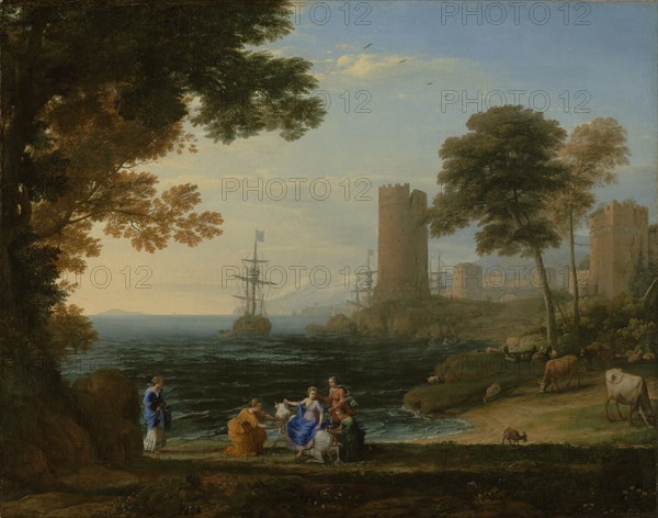 Coast View with the Abduction of Europa; Claude Lorrain, Claude Gellée, French, 1604 or 1605 ? - 1682, Rome, Italy; 1645