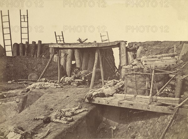 Angle of North Taku Fort at which the French entered; Felice Beato, 1832 - 1909, Tianjin, China; August 21