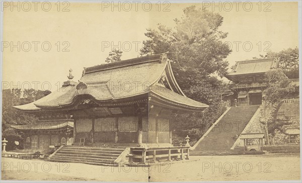 Shrine dedicated to Hachiman in Kamakura; Felice Beato, 1832 - 1909, Kamakura, Japan; 1863; Albumen silver