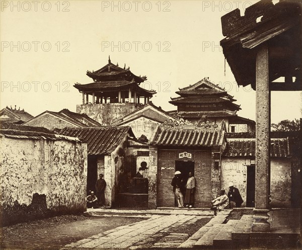 Five Genii Temple, from the name Hui Tuh Kung, Canton, China; Felice Beato, 1832 - 1909, Henry Hering
