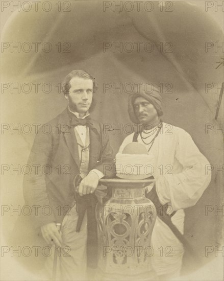 Portrait of J.D. Forsyth, Esq., C.S. Sec., Chief Commander at Oude with his Indian Servant; Felice Beato