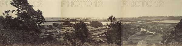 Panorama, Yokohama from Governors Hill; Felice Beato, 1832 - 1909, Yokohama, Japan; 1863; Albumen silver