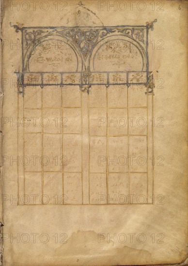 Canon Table Page; Nicaea, Turkey; early 13th century; Tempera colors and gold leaf on parchment; Leaf: 20.6 x 14.9 cm