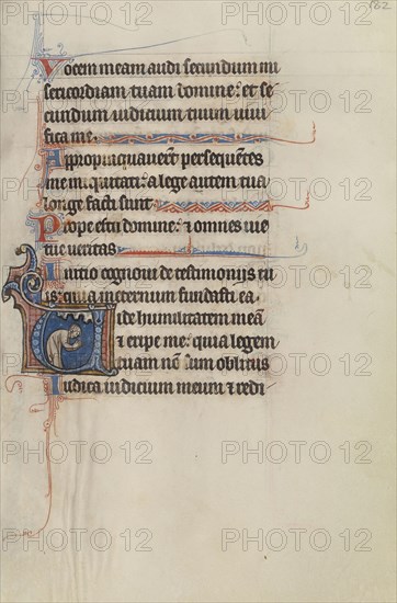 Initial V: A Man Bowing in Prayer; Bute Master, Franco-Flemish, active about 1260 - 1290, Northeastern, illuminated, France