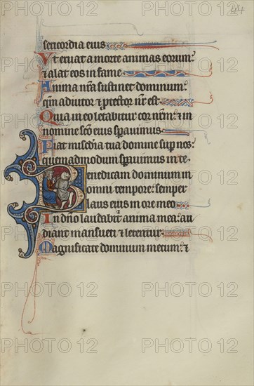 Initial B: David Playing the Fool before Achish King of Gath; Bute Master, Franco-Flemish, active about 1260 - 1290