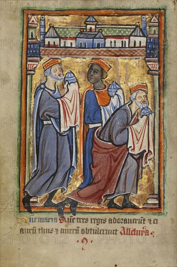 The Adoration of the Magi; York perhaps, illuminated, Northern, England; illumination about 1190; written about 1490; Tempera