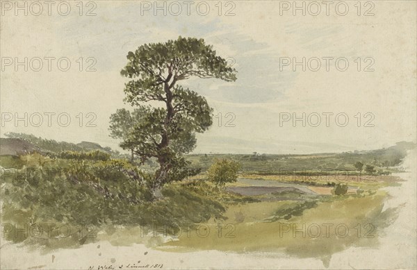 A Landscape in Snowdonia with a Tree in the Foreground; John Linnell, British, 1792 - 1882, England; 1813; Pencil