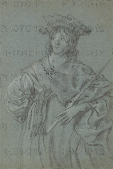 A Young Man with a Fur Hat Holding a Staff, recto, Study of the Head of a Man with a White Collar, verso, Jacob Adriaensz