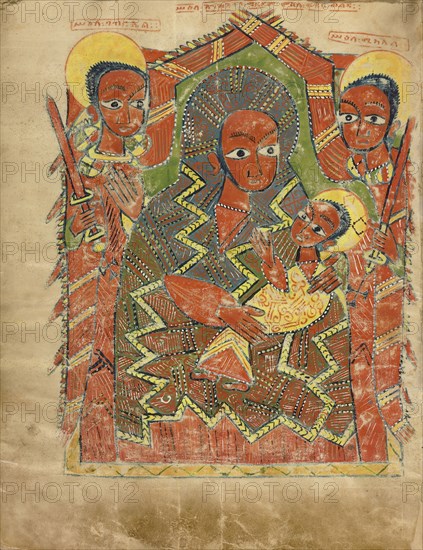 The Virgin and Child with the Archangels Michael and Gabriel; Ethiopia; about 1504 - 1505; Tempera on parchment; Leaf: 34.5 × 26