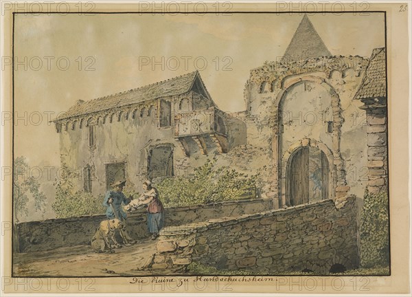 Ruin of the Tiefburg at Handschuhsheim; Carl Philipp Fohr, German, 1795 - 1818, Germany; 1813,1814; Watercolor over graphite