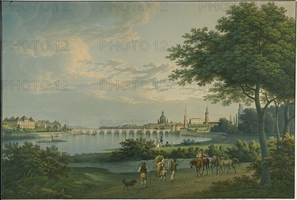 View of Dresden; Christian Gottlieb Hammer, German, 1779 - 1864, Germany; 1810; Watercolor over graphite; 50.5 x 74.6 cm