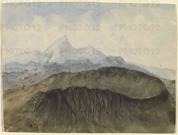 A Volcano in Auvergne; Aurore Dudevant, George Sand, French, 1804 - 1876, France; 1874; Watercolor on paper; 11.4 x 15.2 cm