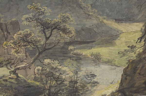 River Landscape; Johann Georg von Dillis, German, 1759 - 1841, Germany; about 1820 - 1830; Watercolor and gouache over graphite