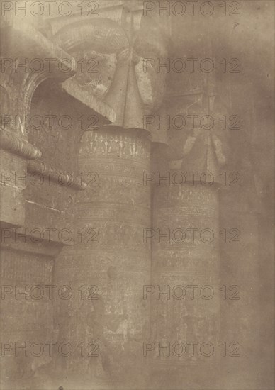 Close-up of the Pillars and Capitals of the Temple of Denderah; Théodule Devéria, French, 1831 - 1871, France; 1865; Albumen