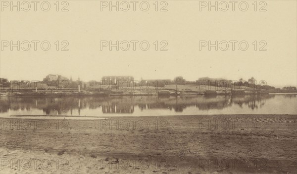 Overview of Luxor taken from the Opposite Bank; Théodule Devéria, French, 1831 - 1871, France; 1865; Albumen silver print