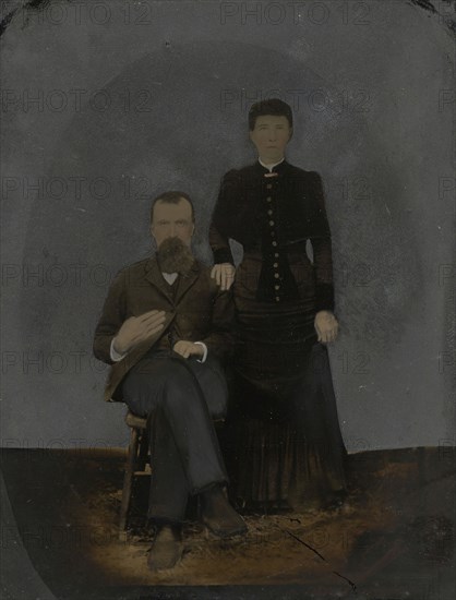 Portrait of couple; United States; 1860s - 1880s; Hand-colored tintype; Sheet: 23 x 17.6 cm, 9 1,16 x 6 15,16 in